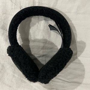 Coach Black Logo Print Sherpa Ear Muffs